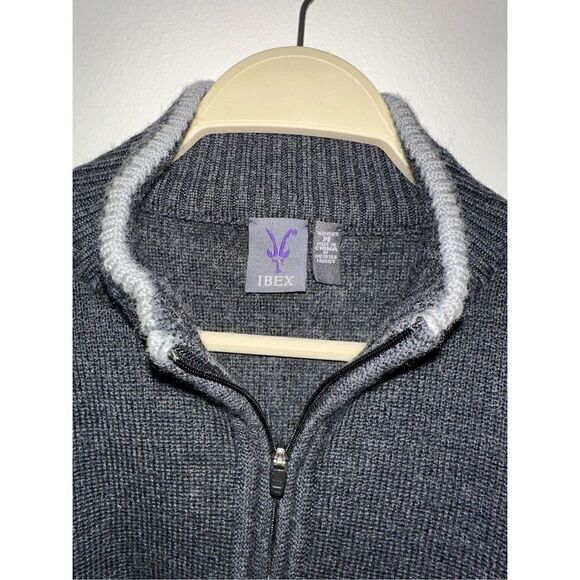 Ibex Sweater Womens M Black 100% Merino Wool Pullover Quarter Zip Mock Neck - Picture 2 of 6